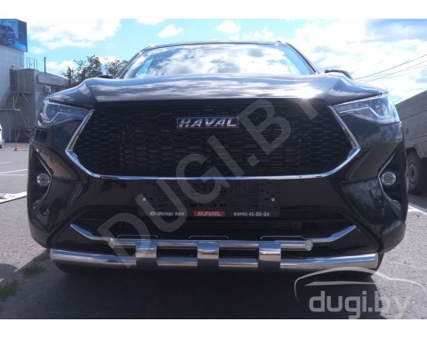 HAVAL F7X 2019-н.в. защита переднего бампера Tiger-G d60/d42 из нержавеющей стали